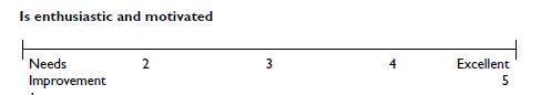 Example of terrible employee performance rating scale item